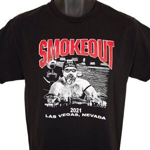 Smokeout Biker Rally T Shirt Mens Size Medium Black Cigar Studs Leatherman Bears